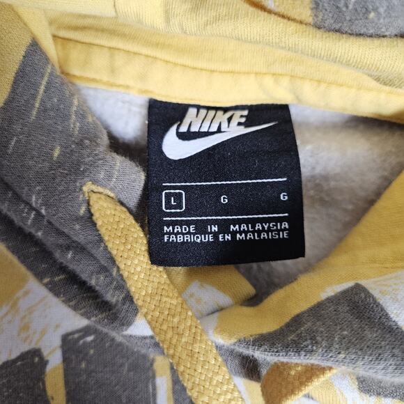 Nike Hoodie Mens Large Yellow AOP Swoosh Logo Pullover DB4607-761 - Picture 3 of 14